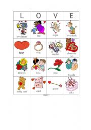English Worksheet: Valentine bingo - Card 7