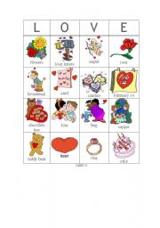 English Worksheet: Valentine bingo - Card 8