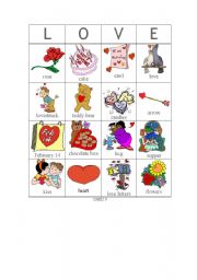 English Worksheet: Valentine bingo - Card 9