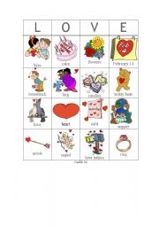 English Worksheet: Valentine bingo - Card 10
