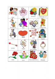 English Worksheet: Valentine bingo balls