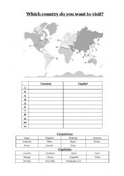 English Worksheet: Which country do you want to visit?