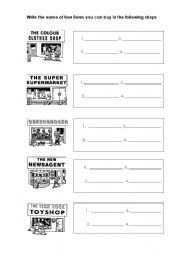 English Worksheet: Shops in a town