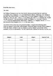 English Worksheet: Subject / Verb / Object / T-Intransitive