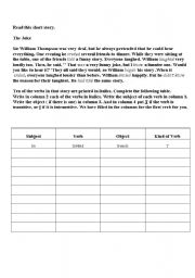 English worksheet: Subject / Verb / Object / T-Intransitive