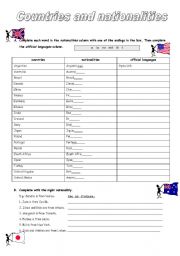 English Worksheet: Countries and nationalities