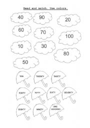 English Worksheet: Clouds and umbrellas