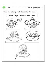 English Worksheet: draw the missing part of the body