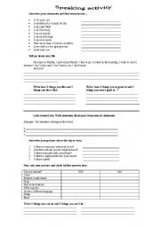 English Worksheet: speaking activity 