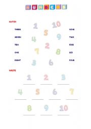 English Worksheet: NUMBERS