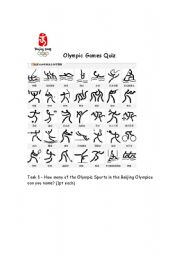 English Worksheet: Olympic games quiz