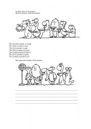 English Worksheet: numbers and colours