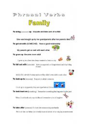 English Worksheet: FCE Phrasals Related to Family