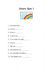 English worksheet: Colours Quiz