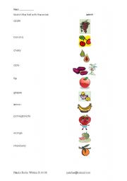 English worksheet: Matching fruit to words