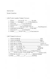 English Worksheet: Side By Side Book 1 Review Chapter tests