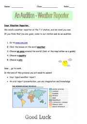 English Worksheet: An Audition - Weather reporter