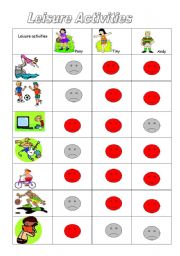 English Worksheet: leisure Activities :like-dislike with exercises