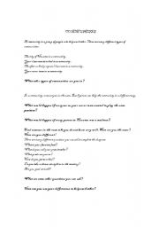 English worksheet: Community Worksheet