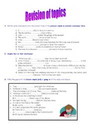 English worksheet: revision of topics