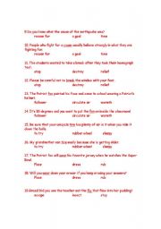 English Worksheet: Homophone Test