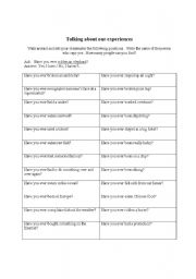 English Worksheet: Have you ever...?