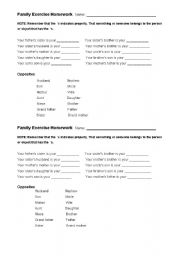 English Worksheet: Family Exercise