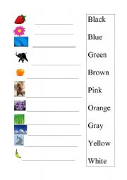 English Worksheet: Matching Colors