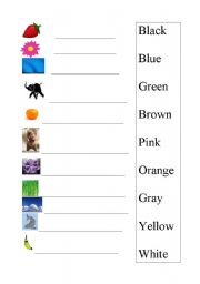 English worksheet: Matching Colors