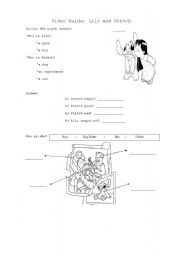 English Worksheet: Lilo and Stitch Video Guide