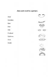 English worksheet: join each word to a picture