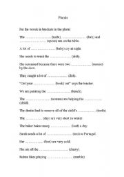 English Worksheet: plurals