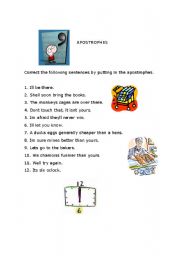 English Worksheet: Apostrophes