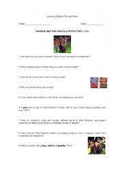 English Worksheet: Charlie and the Chocolate Factory