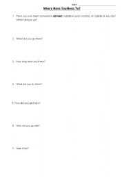 English worksheet: Where have you been?