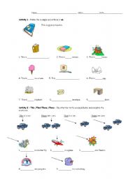 English Worksheet: Indefinite article/ Demonstrative pronouns