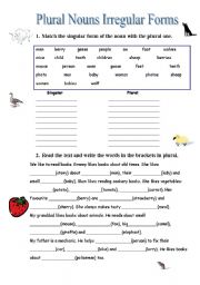 English Worksheet: Plural Nouns Irregular Forms