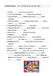 English Worksheet: fill in exercise - possessive pronouns