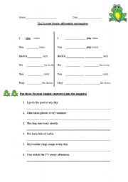 English Worksheet: Present Simple affirmative and negative practice