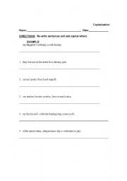 English worksheet: Capitization exercises