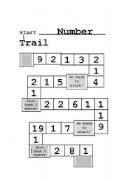 English worksheet: Number Trail