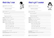 English Worksheet: Talk about  a girl or a boy...