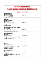 English Worksheet: riddles about animals