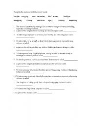 English Worksheet: Vocabulary practice CRIME EXPRESSIONS