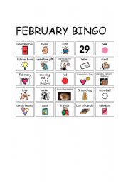 English worksheet: February Bingo