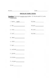 English Worksheet: Irregular plural nouns