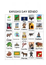 English worksheet: Kansas Day Bingo