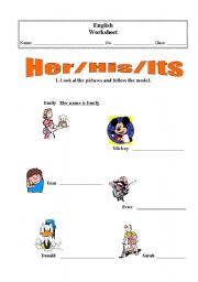 English Worksheet: Her /His/Its