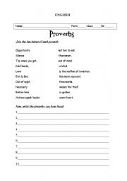 English Worksheet: Proverbs