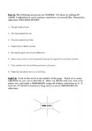 English Worksheet: adding adjectives to 